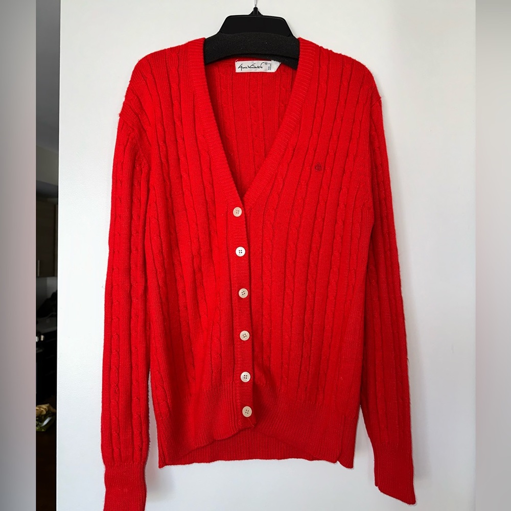 Gloria Vanderbilt red button-down cardigan, medium
